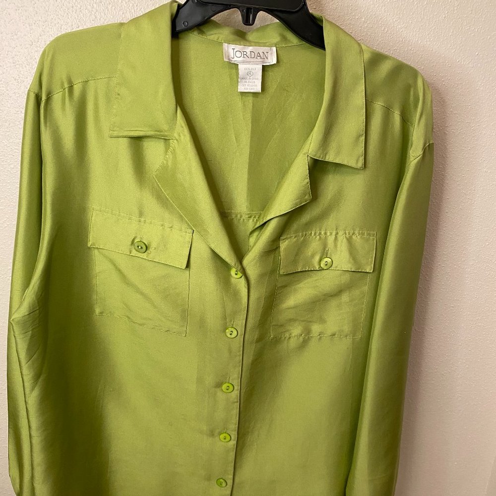 Jordan 100% Silk Green Blouse